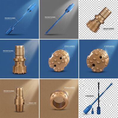 کیفیت چند منظوره DTH دکمه چکش 152mm QL60 فشار هوا برای معدن آب چاه حفاری زمین گرم کارخانه